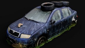 car destroyed city abandoned wreck PBR photogrammetry 3D model