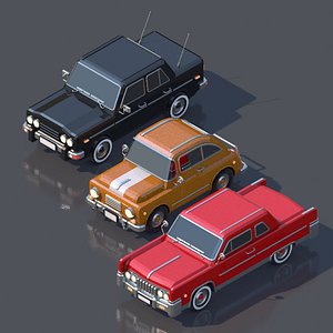 Lowpoly Cars Group 3 3D model