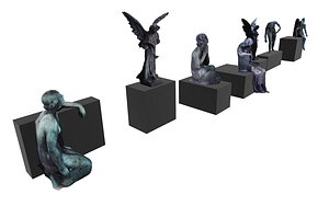 3D GREY STONE STATUES model