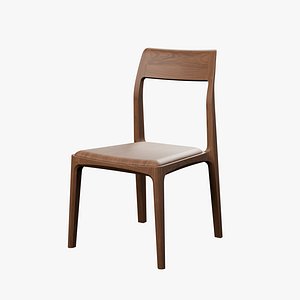 Black Walnut Dining Chair - Curved Open Back 3D Model-CH005