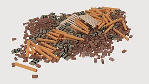 3D Construction Pallet Pile 2 model