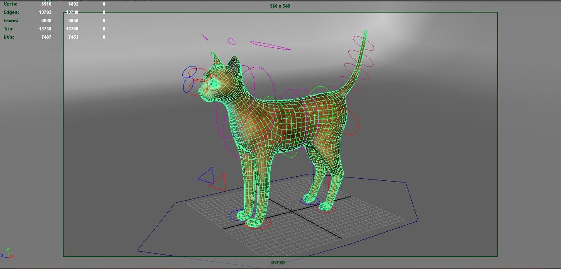 cat rigged 3d model
