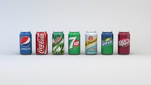 cans soft drink labels 3D model