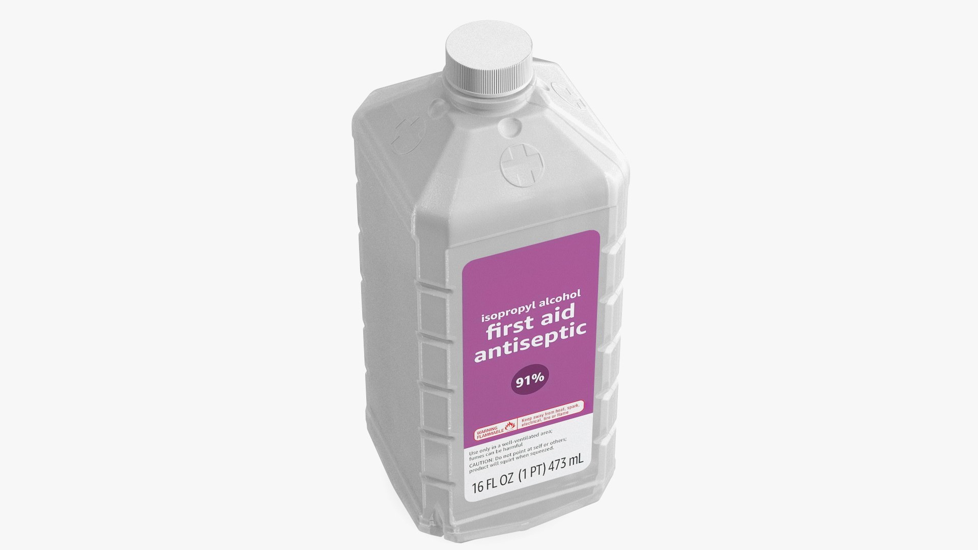 Plastic Medicine Bottle First Aid Antiseptic Liquid 16 Fl Oz 3D model preview