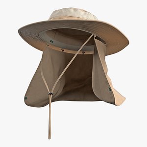 Khaki Outdoor Fishing Hat with Removable Neck Flap