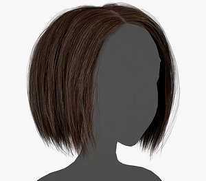 3D model Female Hair Cards Style 2 - Short Hair Bob