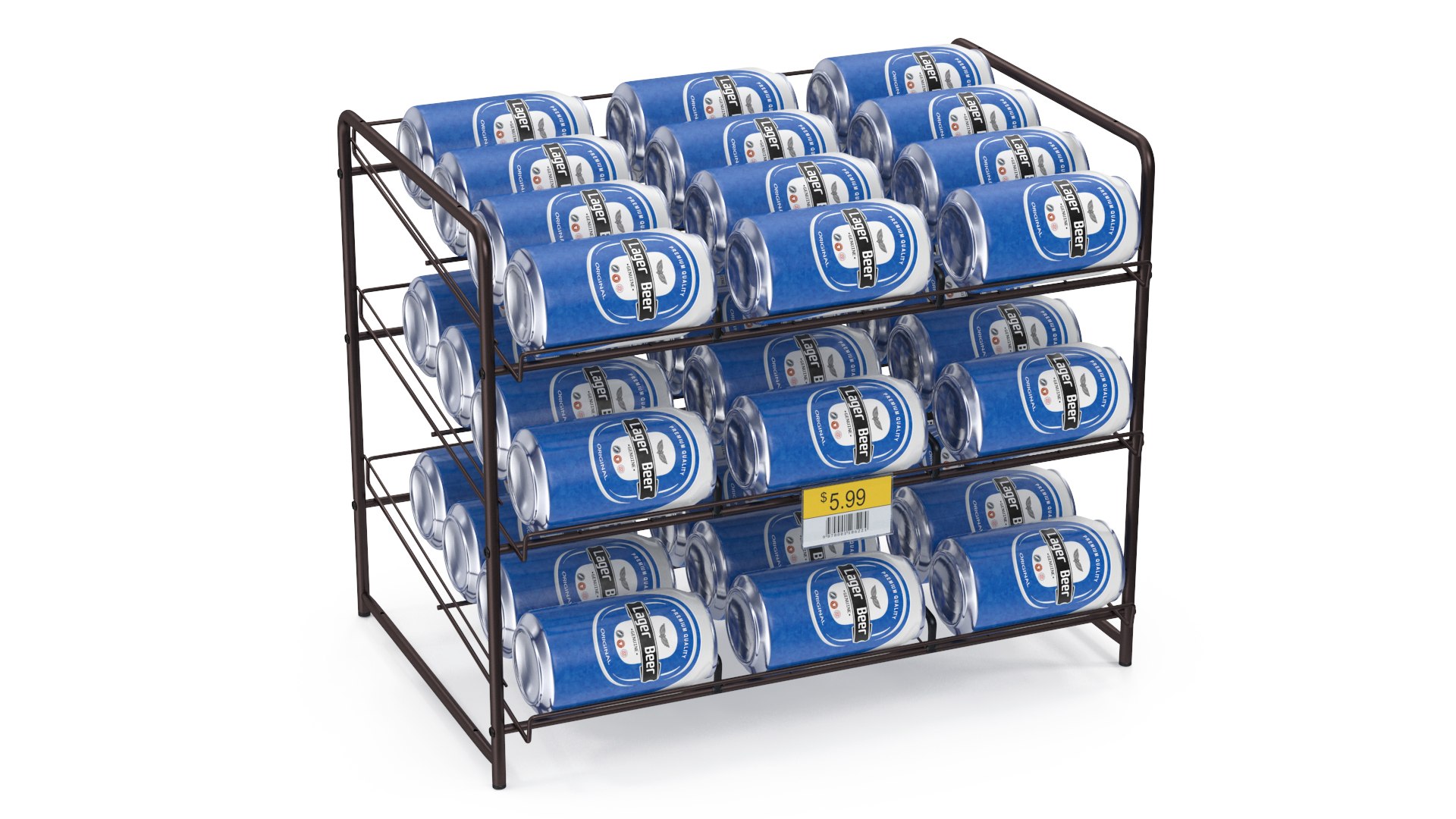 Beverage Organizer with Cans and Price Label 3D model preview