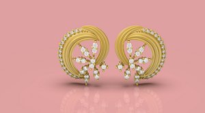 3D Beautiful Gold Tops Earring - 0014 model