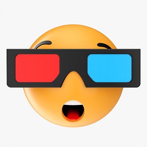 Emoji 080 Speechless with rectangular glasses 3D