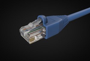 3D Rj45 utp network cable detailed model