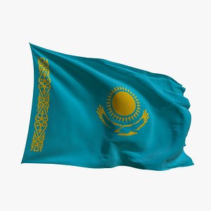 Realistic Animated Flag - Microtexture Rigged - Put your own texture - Def Kazakhstan 3D model