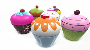 toon cupcake cake 3D