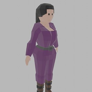 3D model Low Poly Wizard Girl Rigged 2