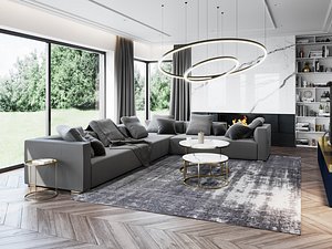 Living Room and Kitchen Scene for Cinema 4D and Corona Renderer