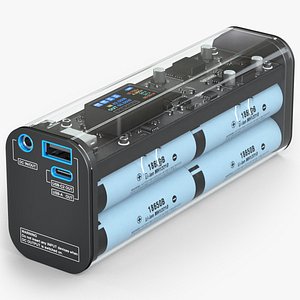 Transparent 18650 Battery Power Bank Concept 3D model