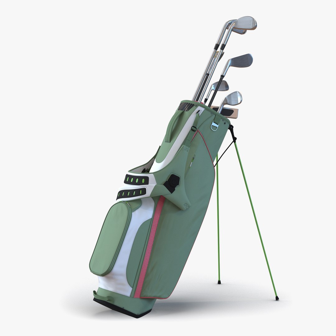 Golf Bag 4 Generic with Clubs 3D model preview