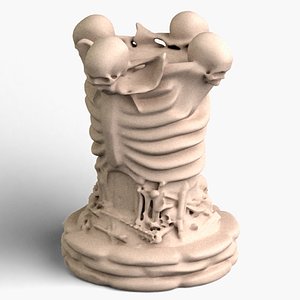 3D Skull Chess Rook