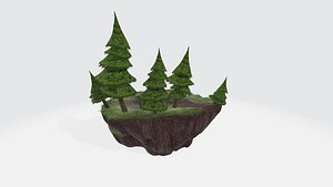 3D evergreen forest diorama model