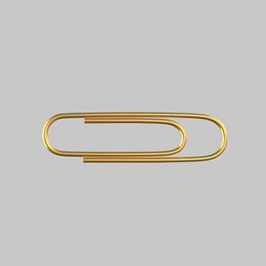 3D Gold Paper Clip model