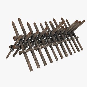 Medieval Boundary wooden wall 03 model