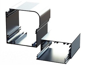 Aluminum Extruded Box Electronic Project Enclosure 3D