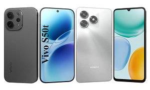 3D model Vivo S50t Space Black And Honor Play 70C Silver