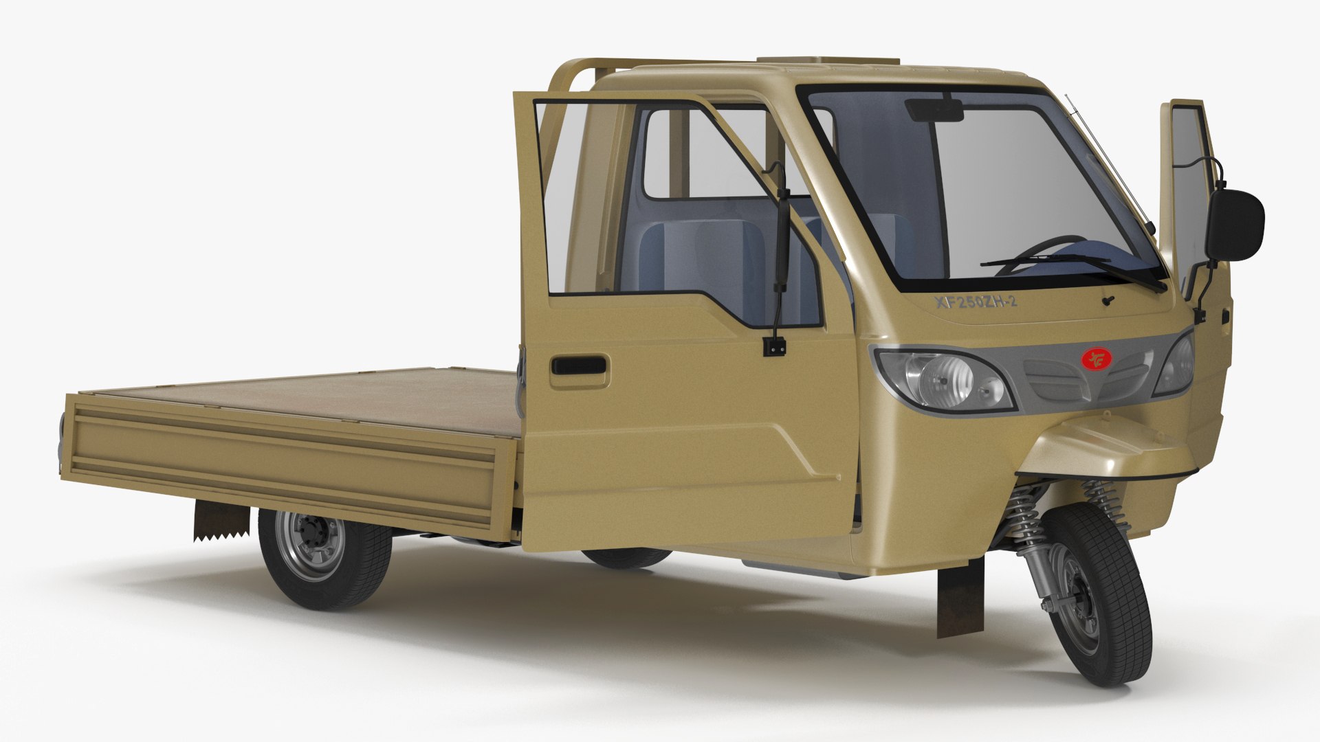 Three Wheel Cargo Tuk-Tuk with Open Body Rigged 3D model preview