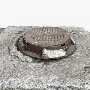 Photorealistic 3D scan of manhole Hatch cover Sewer Manhole 3D model