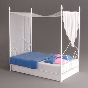 A child"s canopy bed.