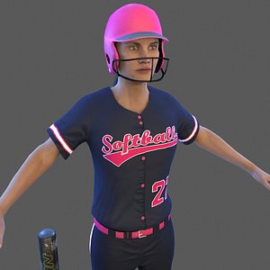 3D softball 1 bat ball