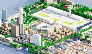 Low Poly Cityscape Complete Set 3D Model