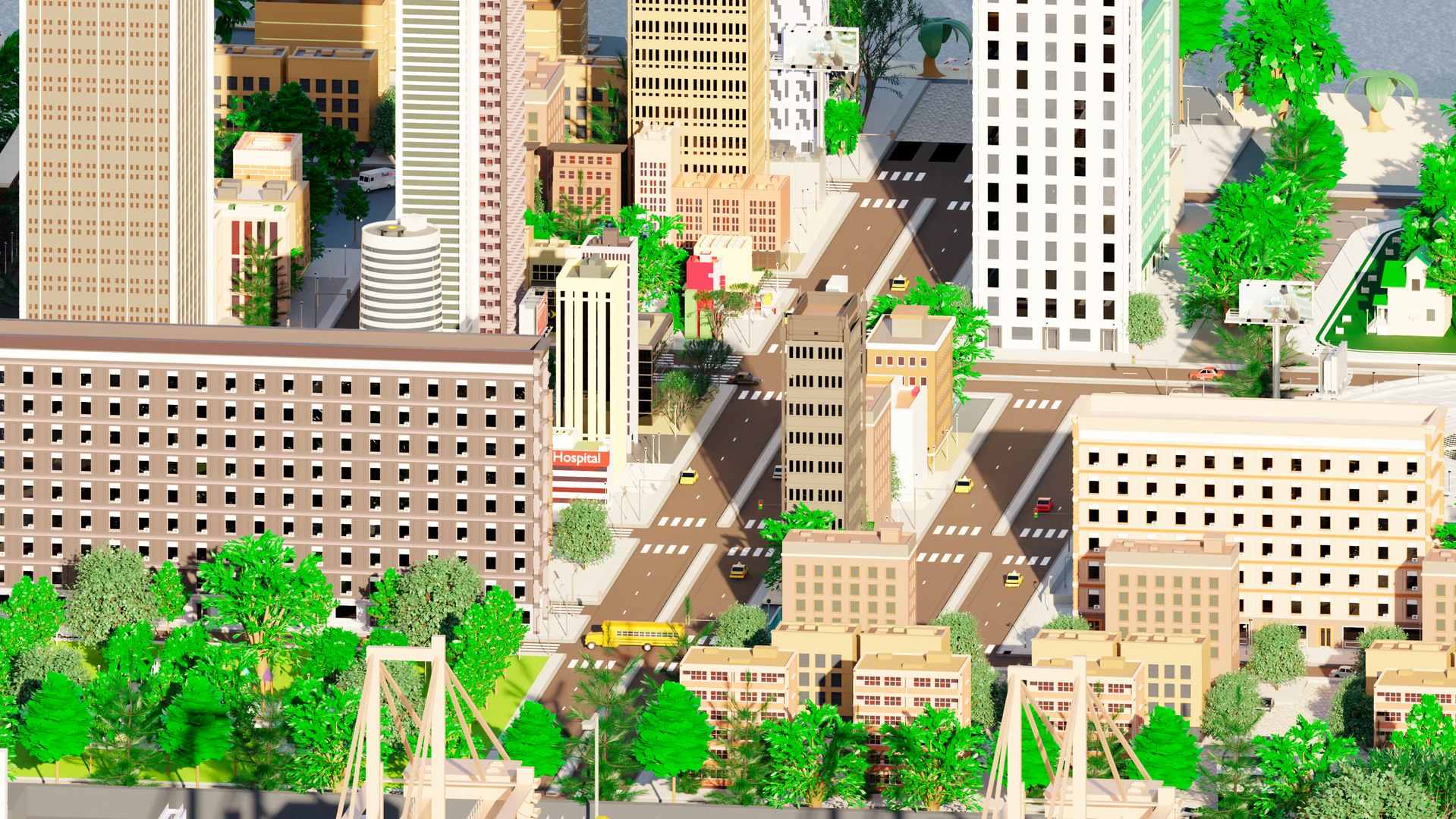 3D model Low Poly Cityscape Complete Set 3D Model - TurboSquid 2136954