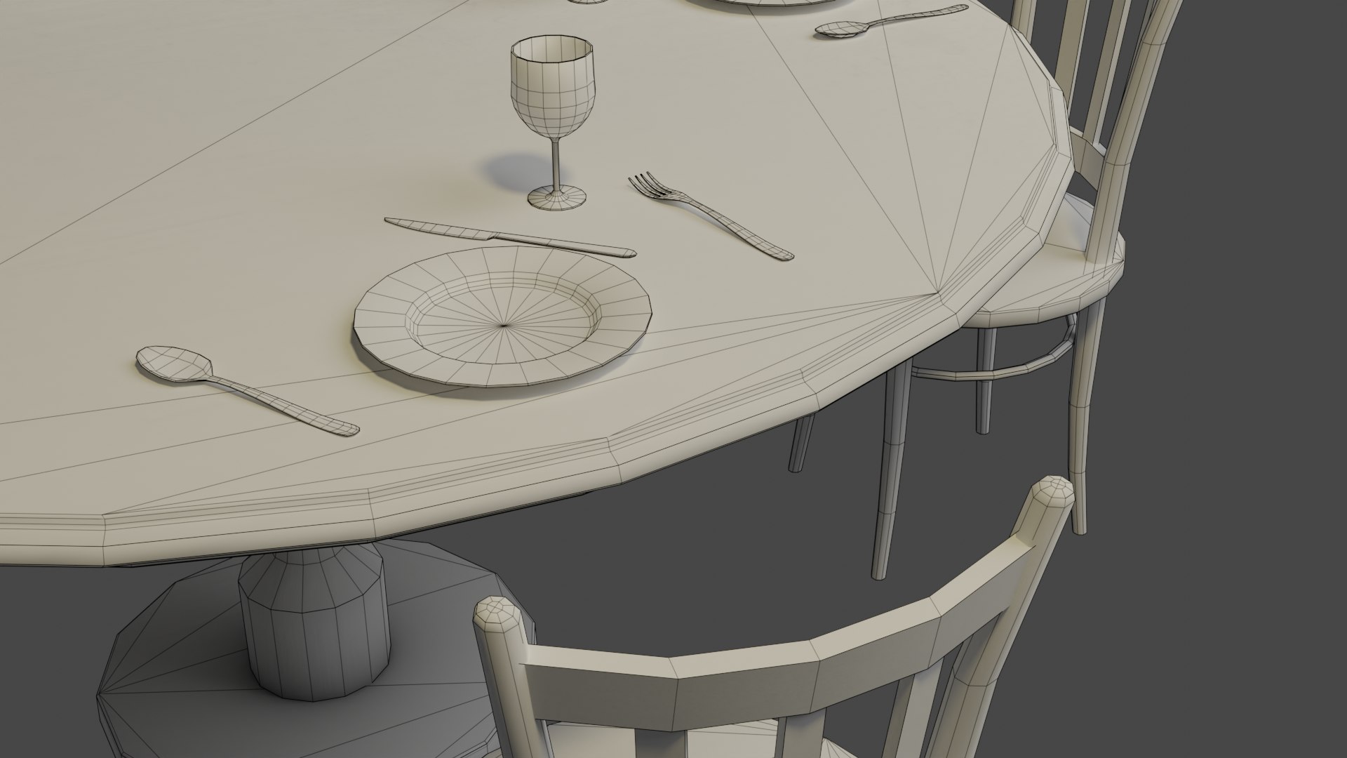 Round Table And Chairs - Low Poly 3D Model - TurboSquid 2178210