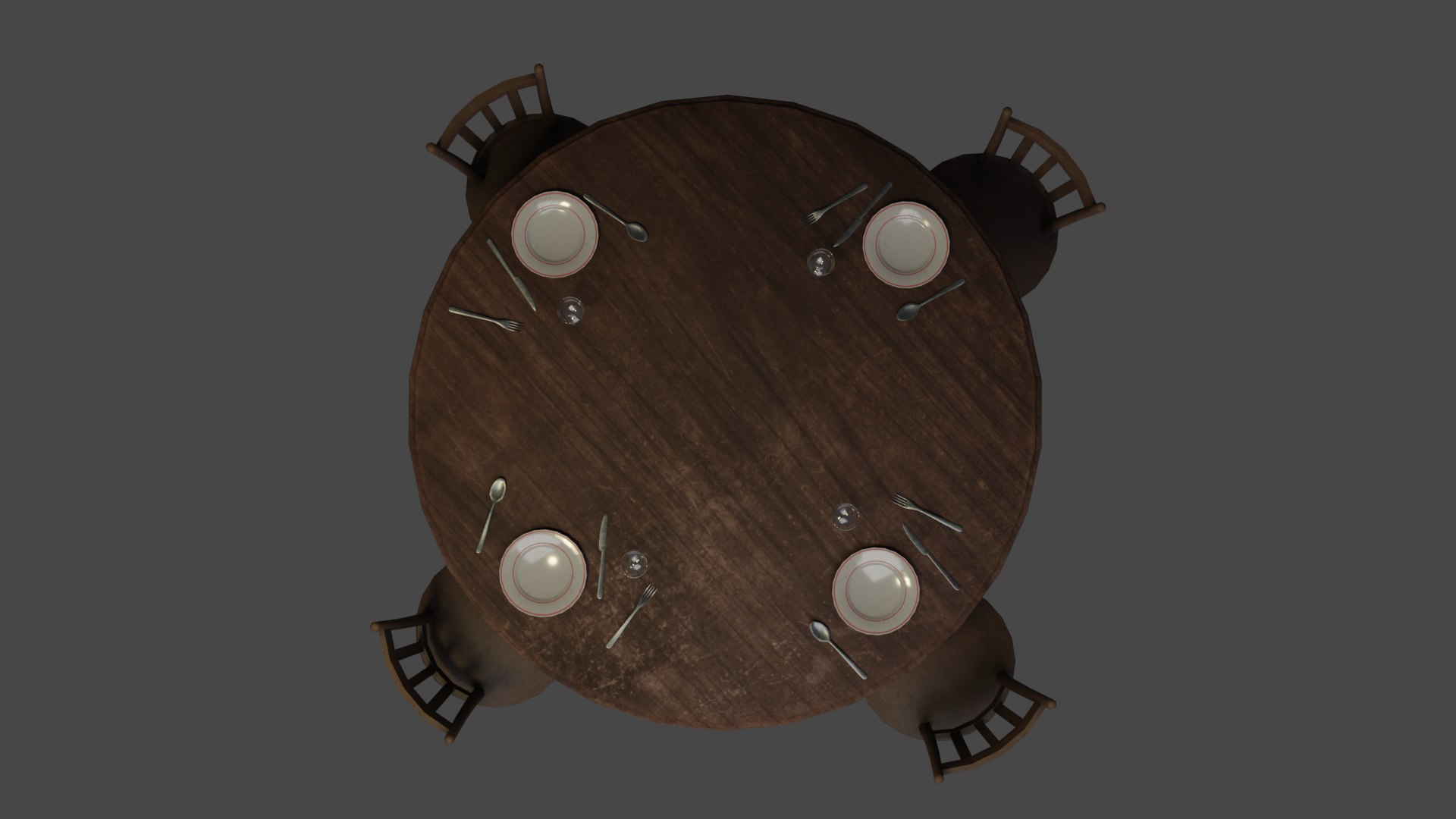 Round Table And Chairs - Low Poly 3D Model - TurboSquid 2178210