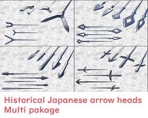 3D set japanese arrows heads