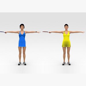 Badminton Players Collection 3D model