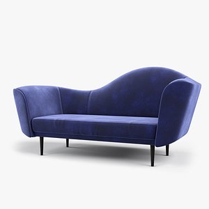 blue velvet sofa 3D model