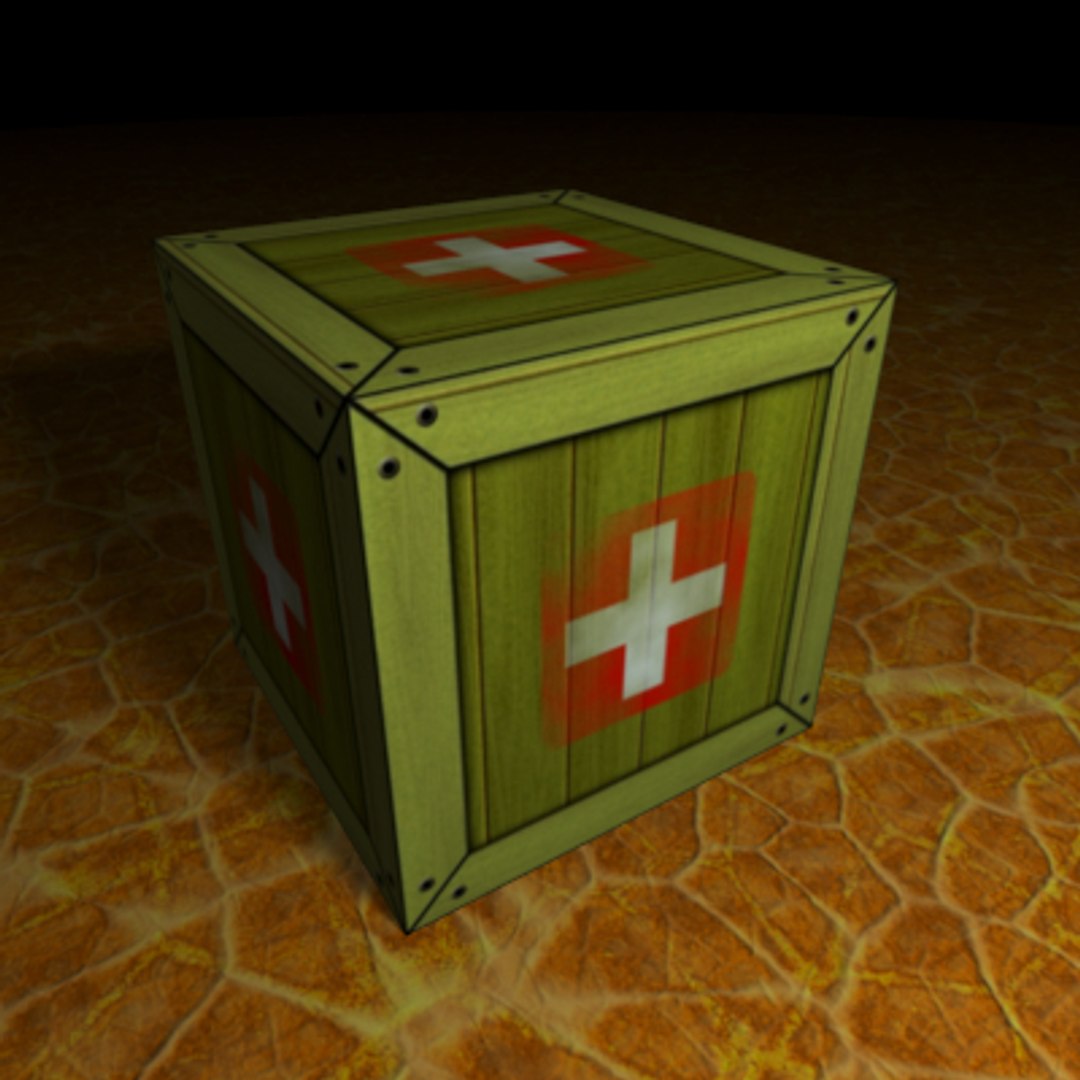 Free 4 Crate Box 3d Model