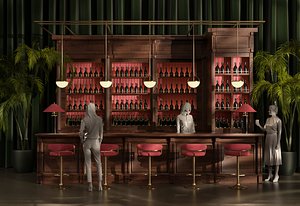 Detailed Wooden Bar Design