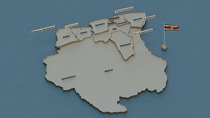 Suriname detailed Map with Animated Flag