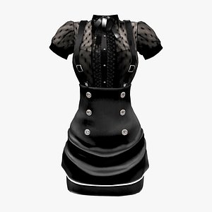 Stand Collar Blouse With Aviator Skirt