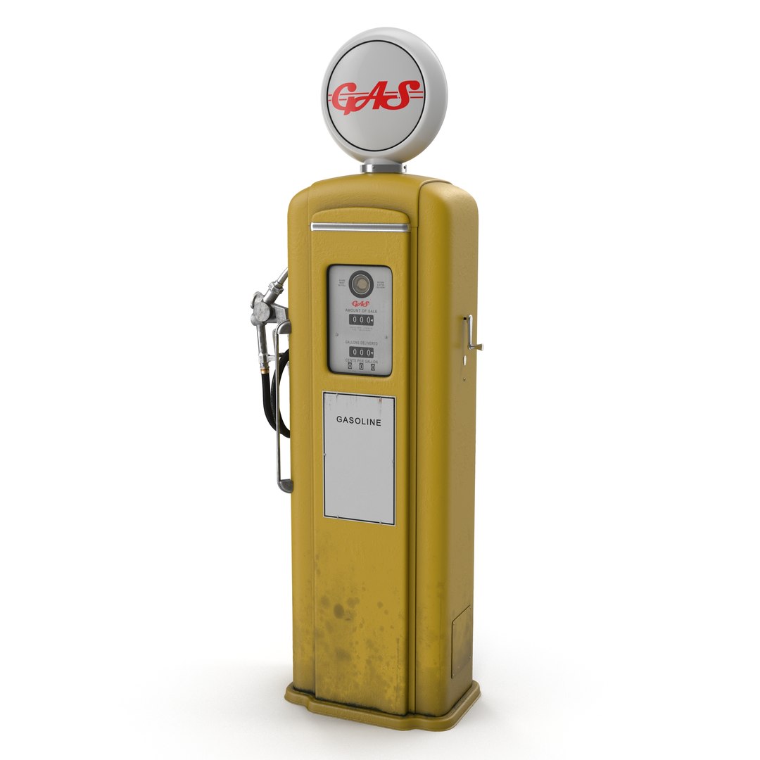 Retro Gas Pump Yellow 3D Model 3D model preview