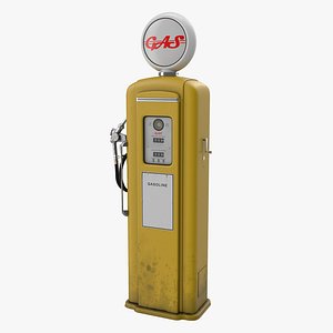 3d retro gas pump yellow model