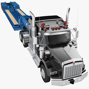 3D Kenworth T800 2024 Lowboy Trailer 03