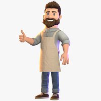 Barista - Stylized Low Poly Rigged and Animated Character