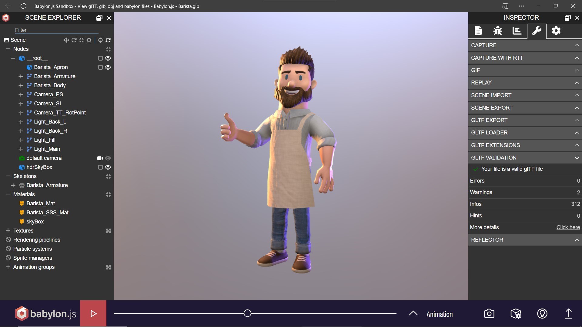 Barista - Stylized Low Poly Rigged and Animated Character 3D https://p.turbosquid.com/ts-thumb/Jc/n7kTF0/l7/barista_glb/jpg/1679672070/1920x1080/fit_q87/4bee4909bf10a3e34624c293f331a61126f60ff4/barista_glb.jpg