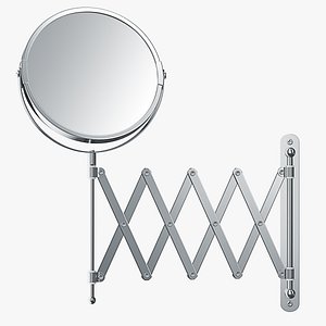 Extending Wall Makeup Mirror Yvelines Metal Silver 3D model