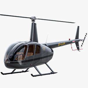 Helicopter Robinson R44 Black PBR 3D model
