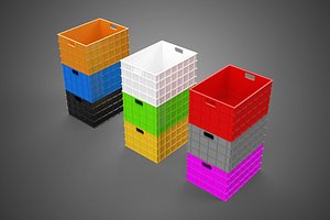 3D STACK STACKED STACKABLE PLASTIC CRATE BOX CONTAINER STORAGE ROW