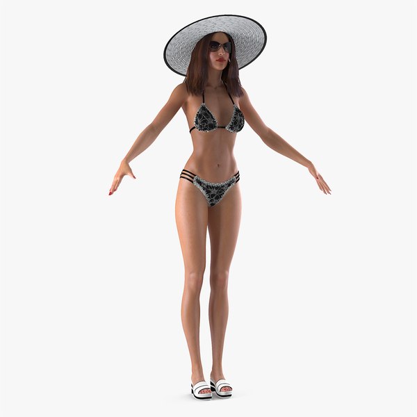 3D woman beach style clothes model